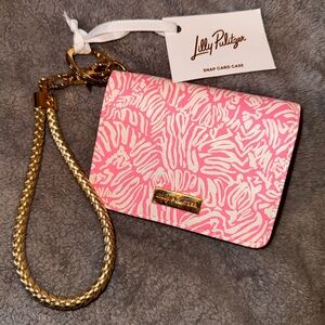 Lilly Pulitzer Pink and White Snap Card Case